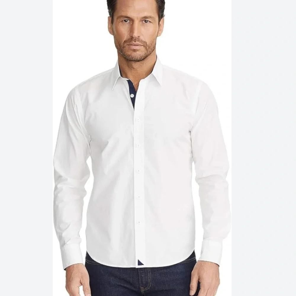 UntuckIt white Las Cases wrinkle free slim fit button down shirt size L